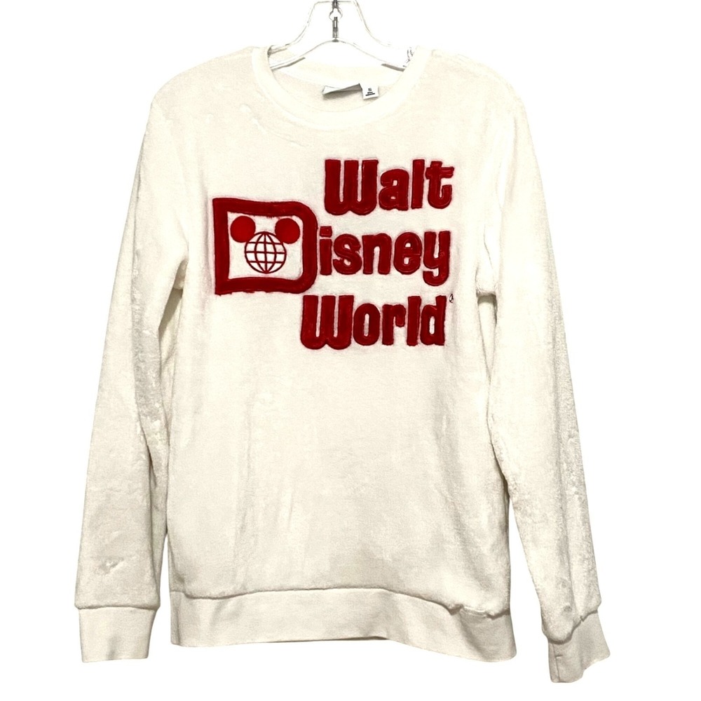 Walt‎ Disney World Plush Fleece Pullover Top Womens S White Sweatshirt Sleep